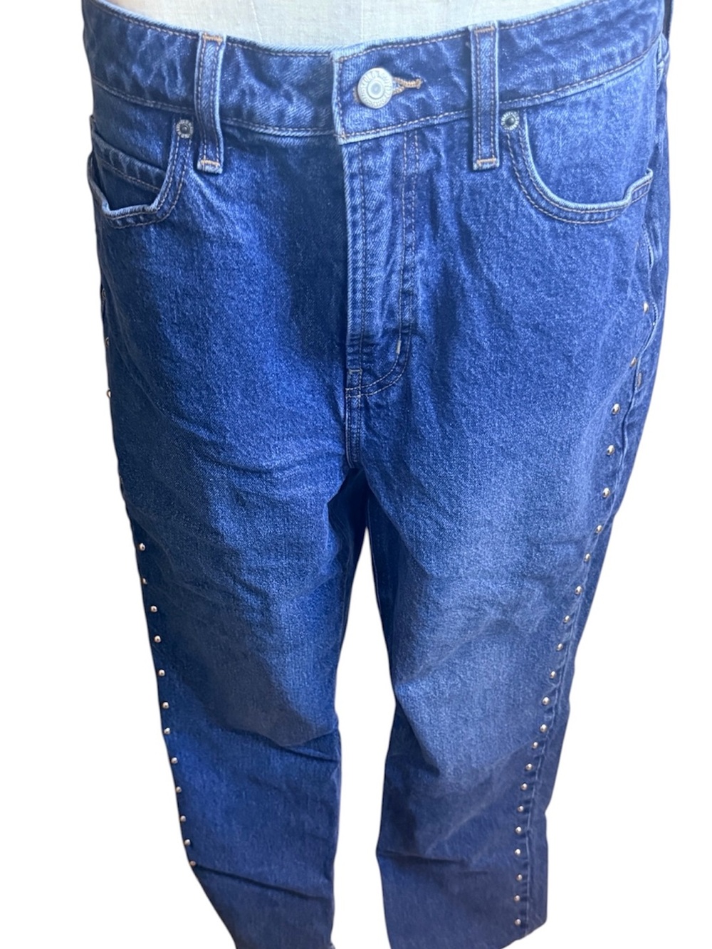 Old Navy Blue Denim Wide-Leg Jeans with rivets